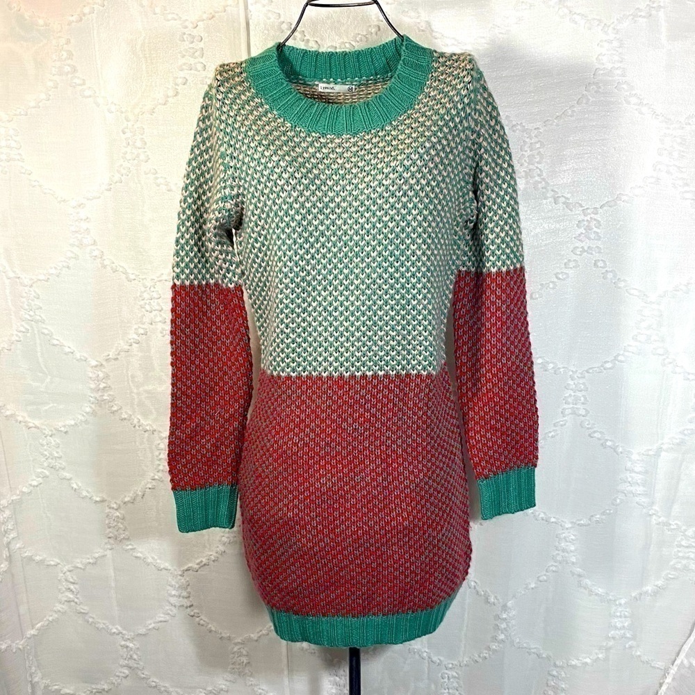 Lavand knit red and green sweater dress size M